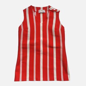 James Kenrob 60s Women's Top Medium Retro Sleeveless Red Stripes TREVIRA ERA